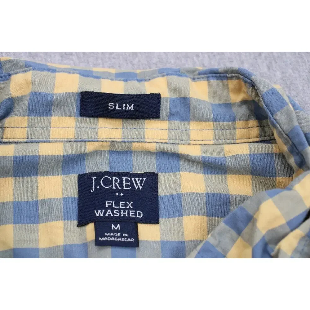 J Crew Shirt Mens Medium Plaid Flex Washed Slim‎ Fit Button-Down